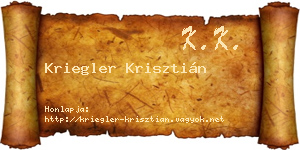 Kriegler Krisztián névjegykártya